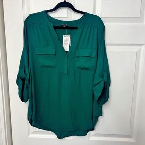 NWT Torrid Emerald Green Harper 3/4 Sleeve Blouse Size 1x Size 14 / 16